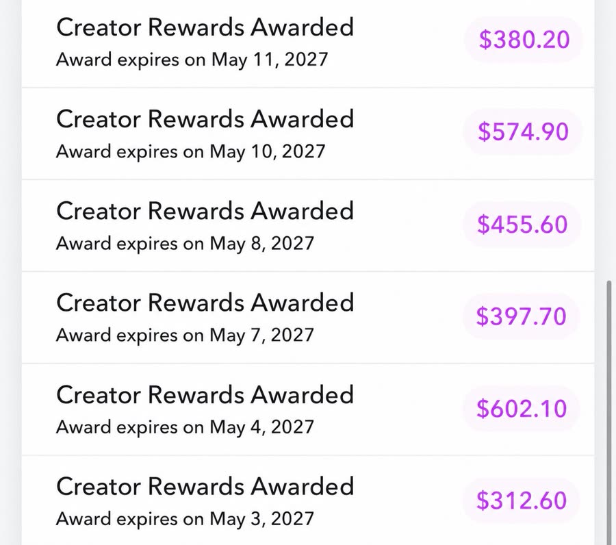 Snapchat daily payouts